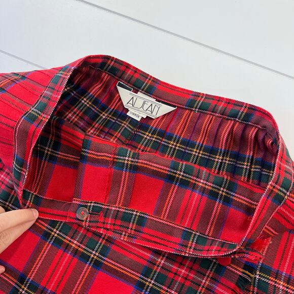 AL Jean Vintage Wool Red Plaid Kilt Wrap Skirt Women's size 12/14 - Picture 4 of 10